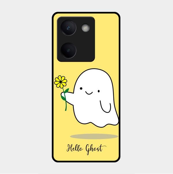 Ghost With Flower Glass Case Cover For Vivo Y300 Plus 5G