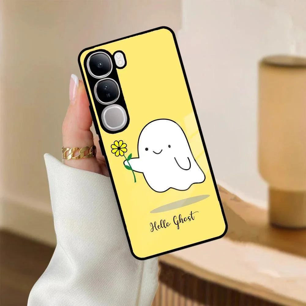 Ghost With Flower Glass Case Cover For Vivo - ShopOnCliQ