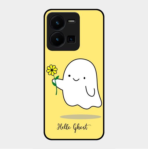 Ghost With Flower Glass Case Cover For Vivo Y35