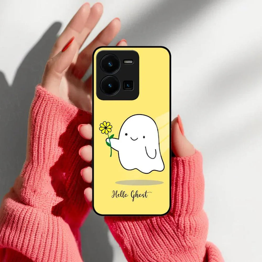 Ghost With Flower Glass Case Cover For Vivo - ShopOnCliQ