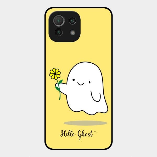 Ghost With Flower Glass Case Cover For Xiaomi Mi 11 Lite