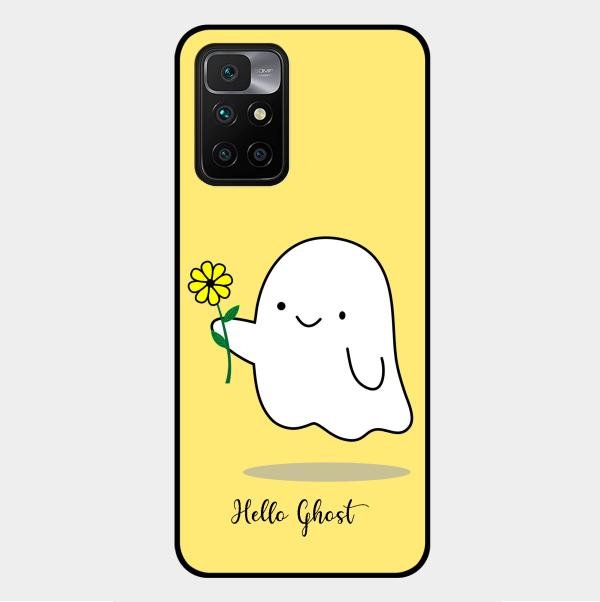 Ghost With Flower Glass Case Cover For Xiaomi Redmi 10 Prime 2022