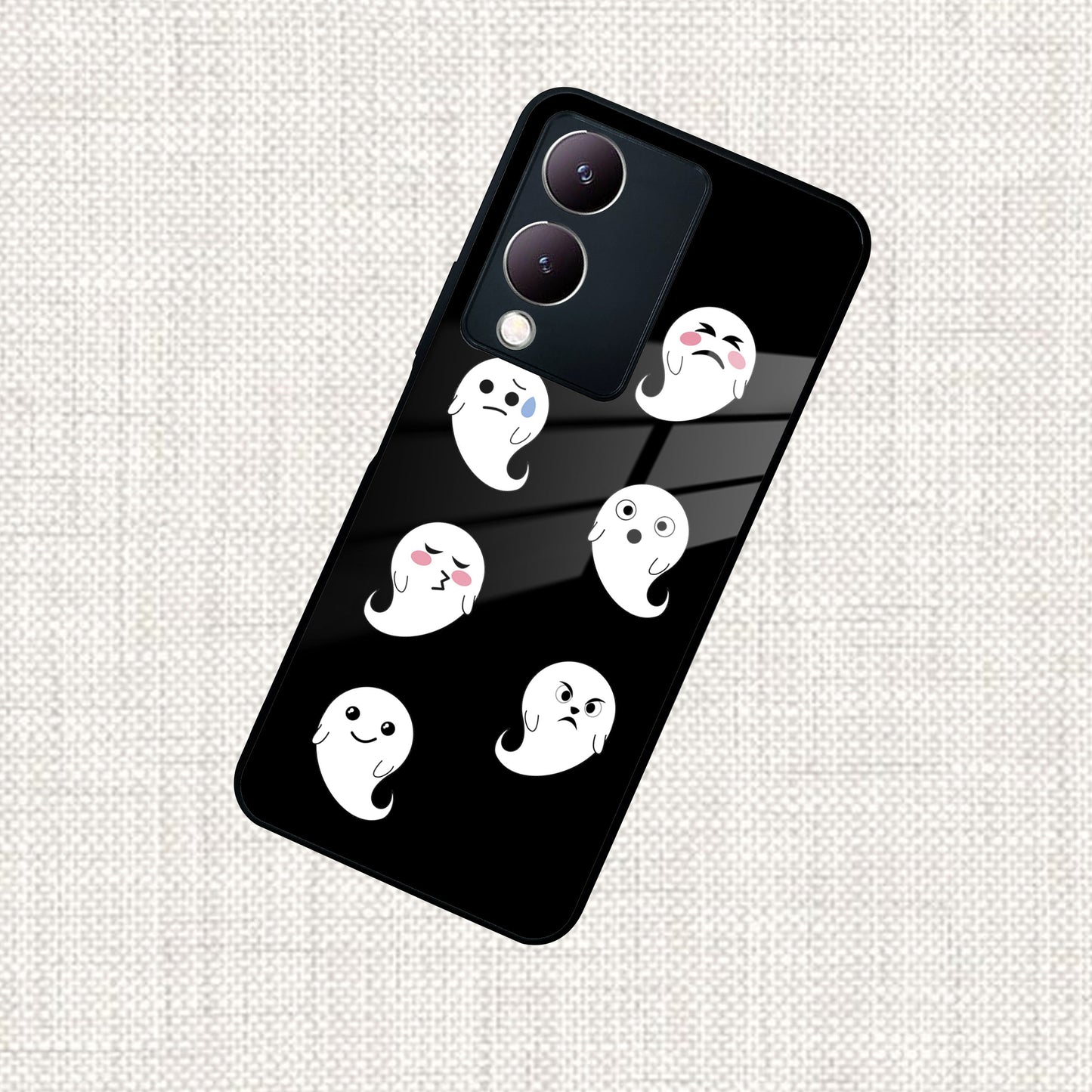 Cute Ghost Glass Case Cover For Vivo