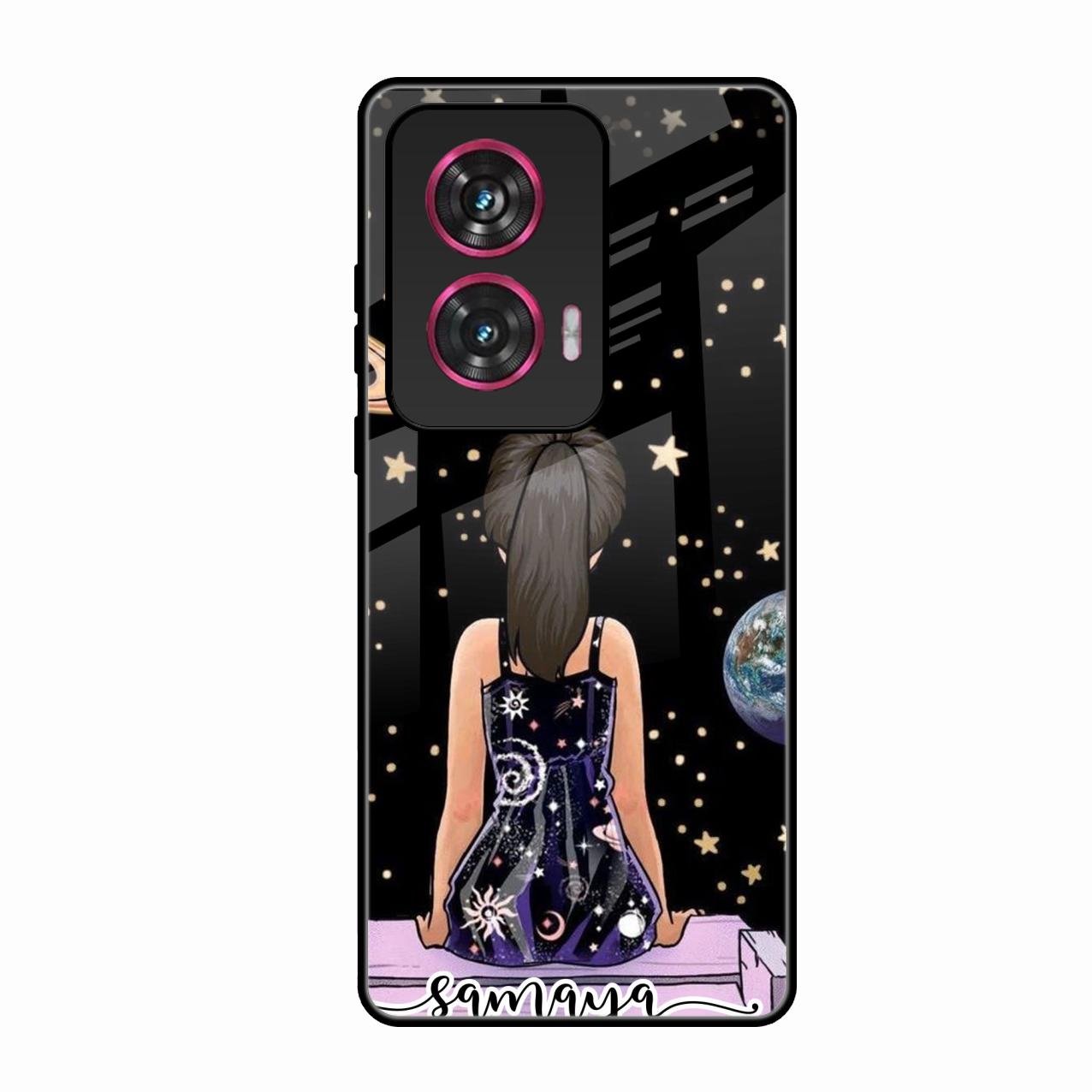 Girl In Universe Customised Glossy Metal Case Cover For Motorola Edge 50 Fusion 5G