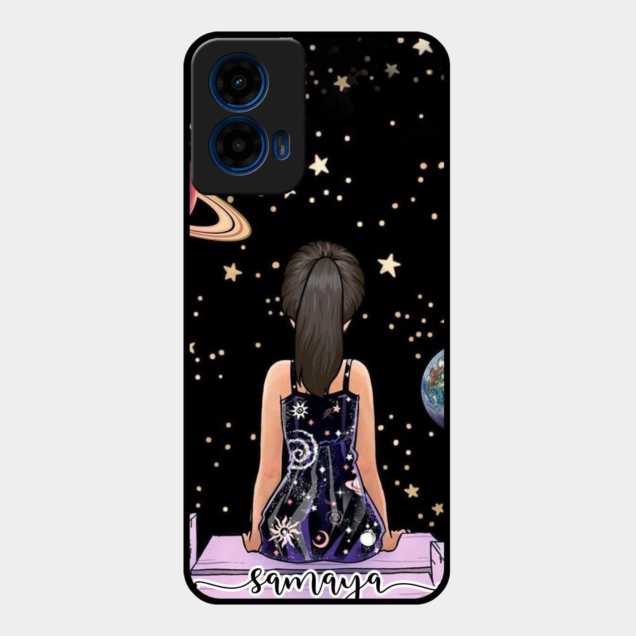 Girl In Universe Customised Glossy Metal Case Cover For Motorola G45 5G