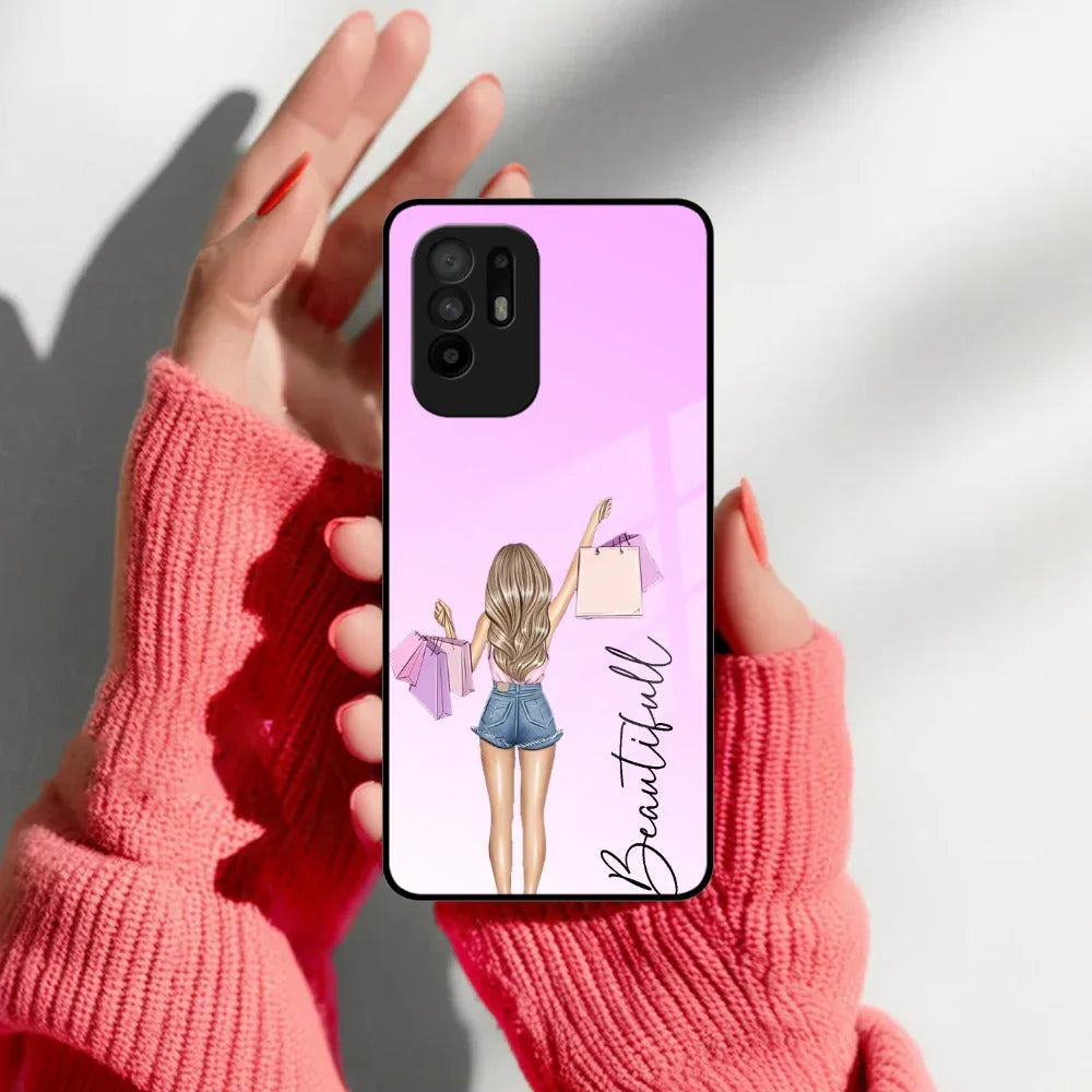 Girl With Bag Customize Name Glass Case For Oppo - ShopOnCliQ