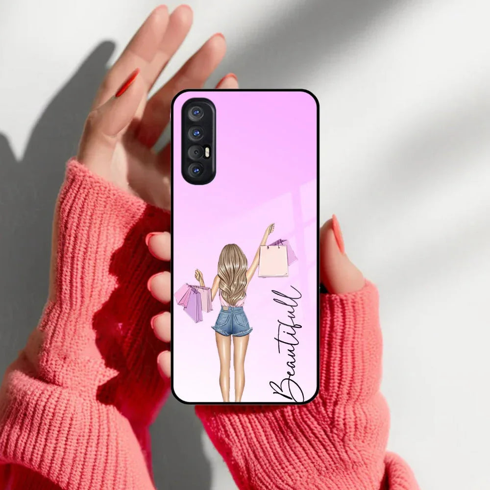 Girl With Bag Customize Name Glass Case For Oppo - ShopOnCliQ