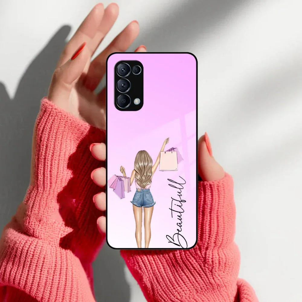Girl With Bag Customize Name Glass Case For Oppo - ShopOnCliQ