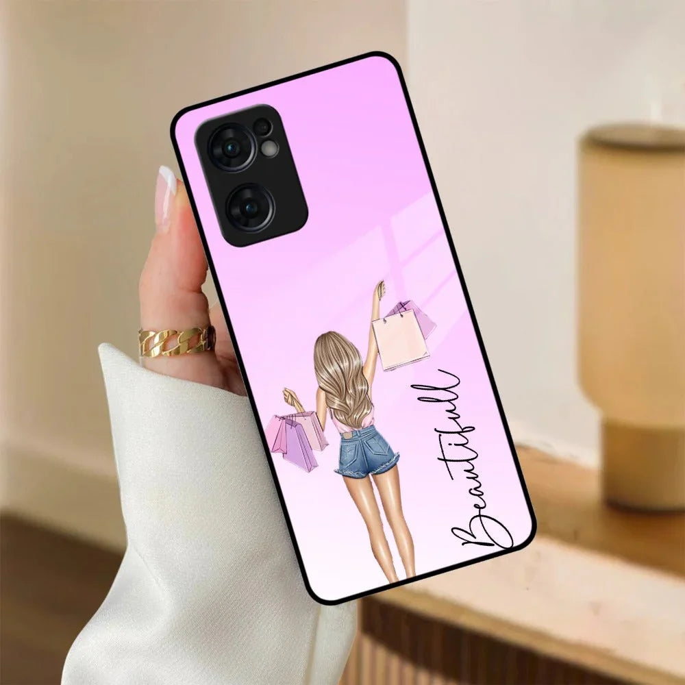 Girl With Bag Customize Name Glass Case For Oppo - ShopOnCliQ