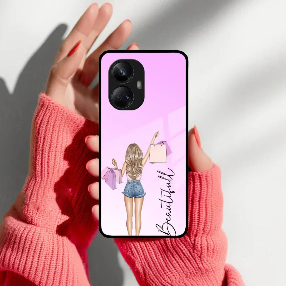 Girl With Bag Customize Name Glass Case For Realme/Narzo - ShopOnCliQ