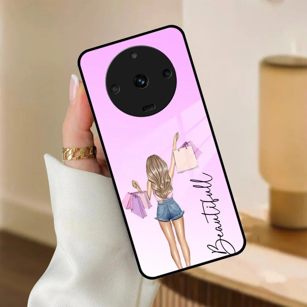 Girl With Bag Customize Name Glass Case For Realme/Narzo - ShopOnCliQ
