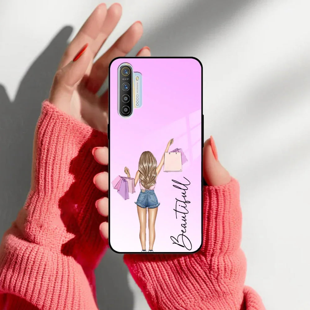Girl With Bag Customize Name Glass Case For Realme/Narzo - ShopOnCliQ