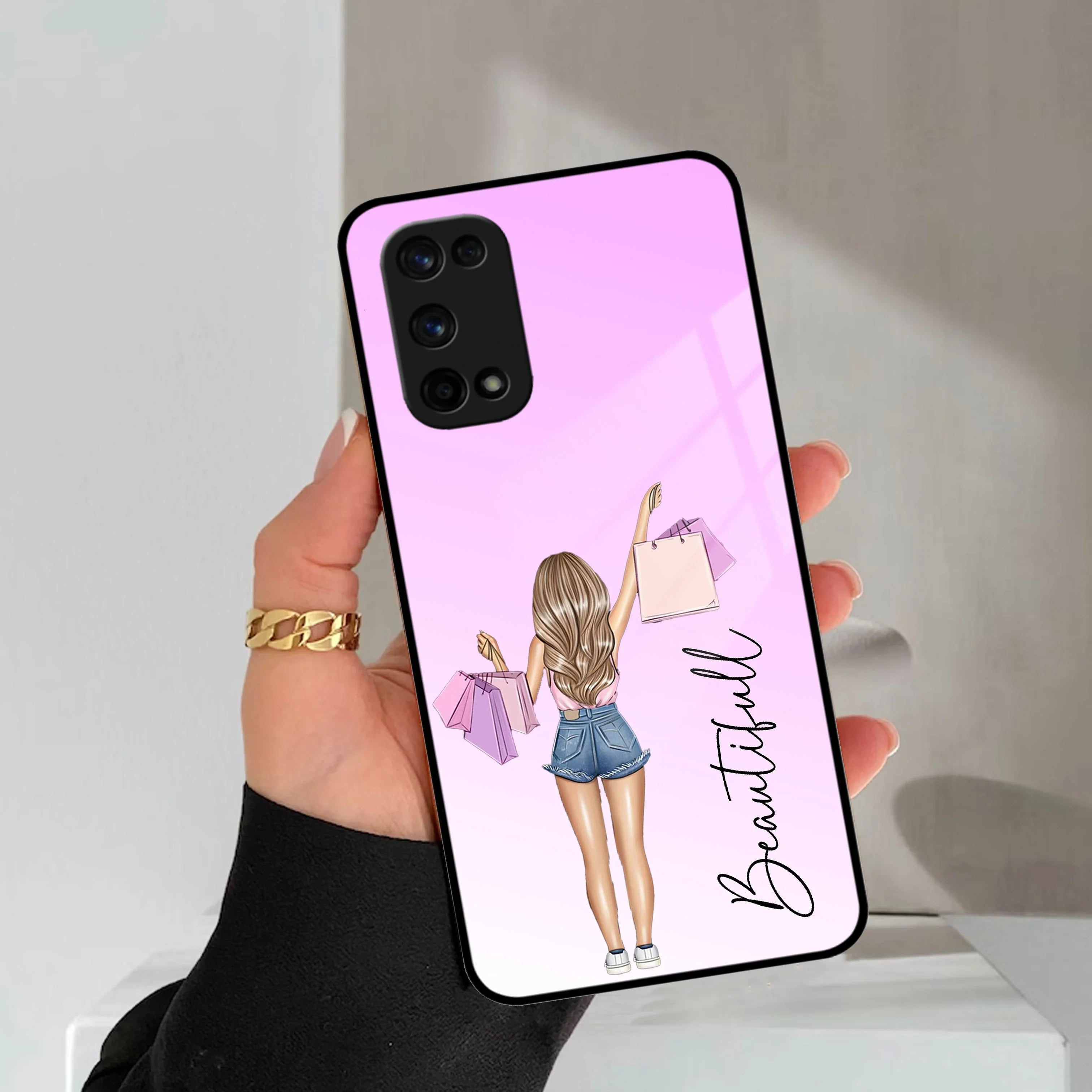 Girl With Bag Customize Name Glass Case For Realme/Narzo - ShopOnCliQ