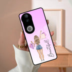 Girl With Bag Customize Name Glass Case For Vivo - ShopOnCliQ