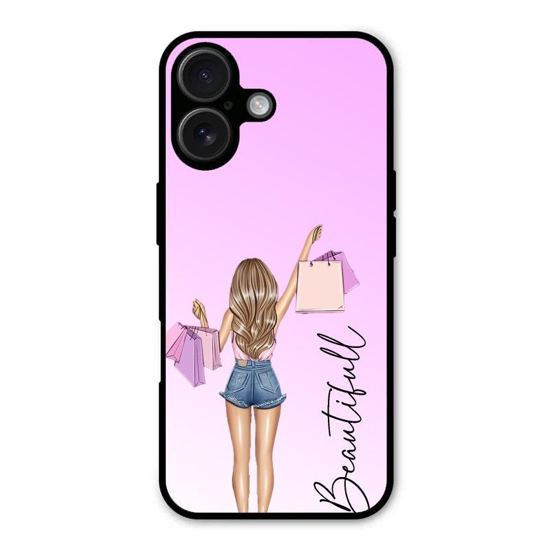 Girl With Bag Glass Case Cover For iPhone 16 Plus