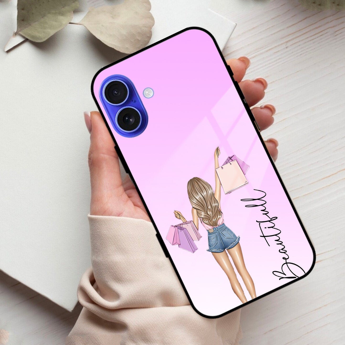 Girl With Bag Glass Case Cover For iPhone