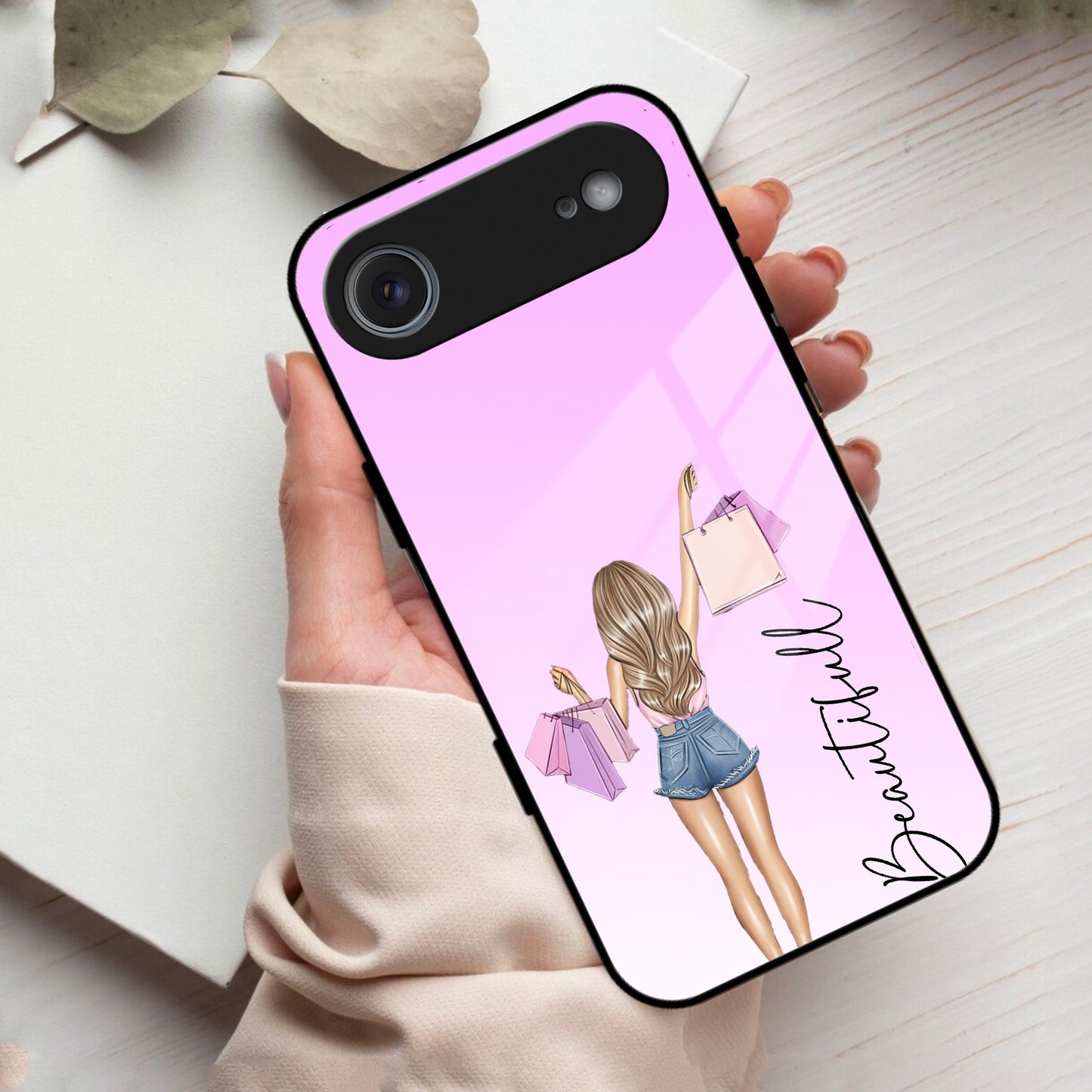 Girl With Bag Glass Case Cover For iPhone