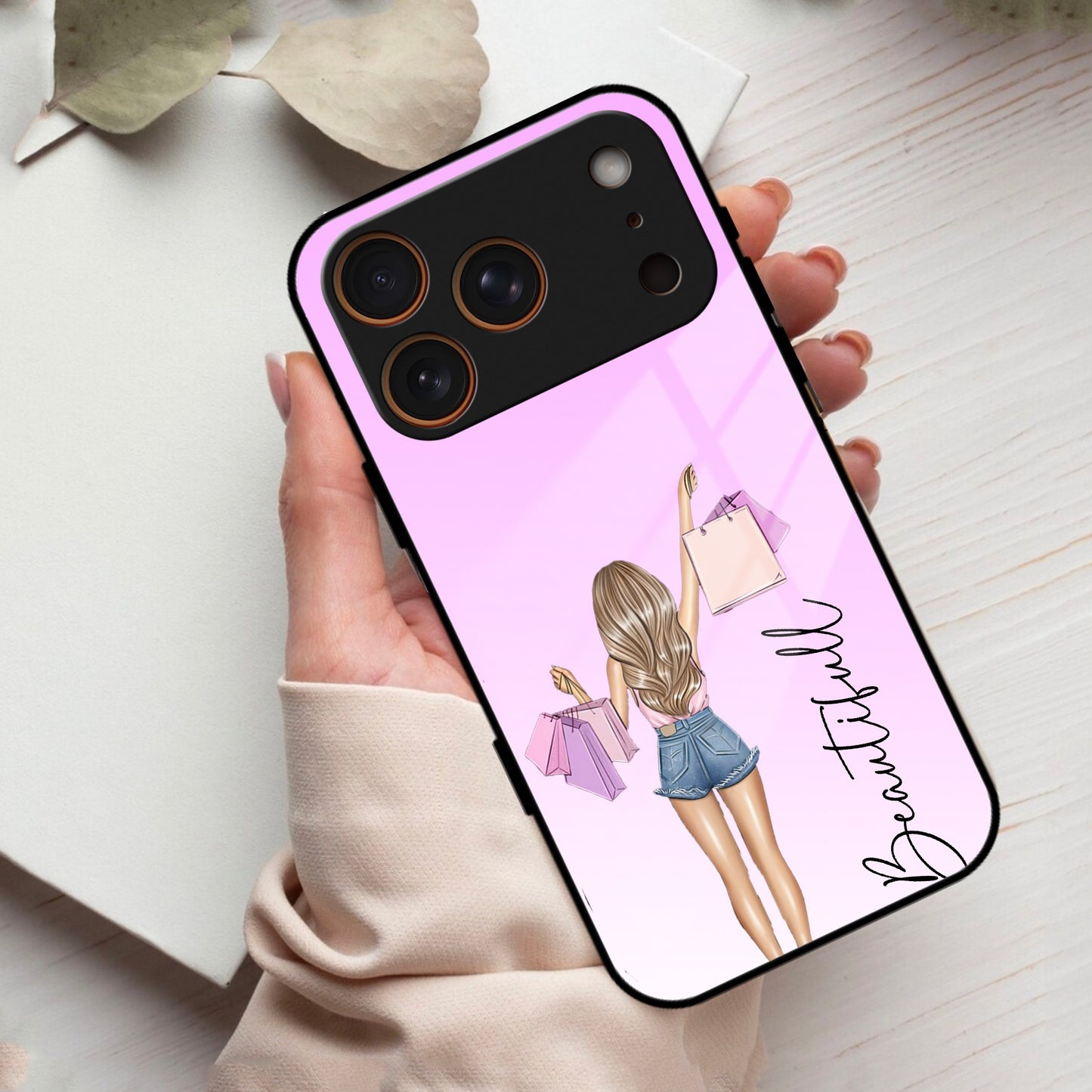 Girl With Bag Glass Case Cover For iPhone