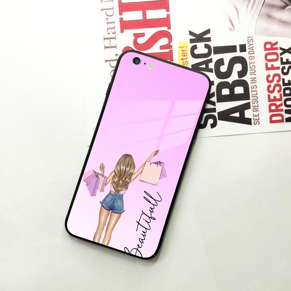 Girl With Bag Glass Case Cover For iPhone