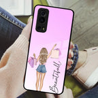 Girl With Bag Customize Name Glass Case For Vivo - ShopOnCliQ