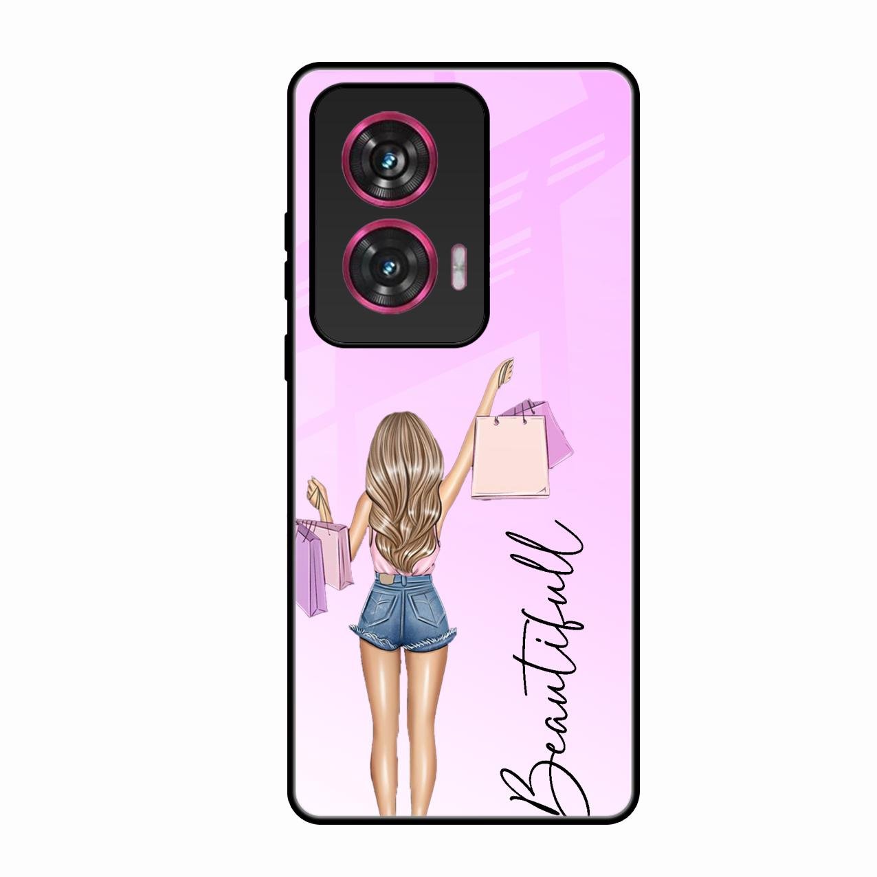 Girl With Bag Glass Case Cover For Motorola Edge 50 Fusion 5G