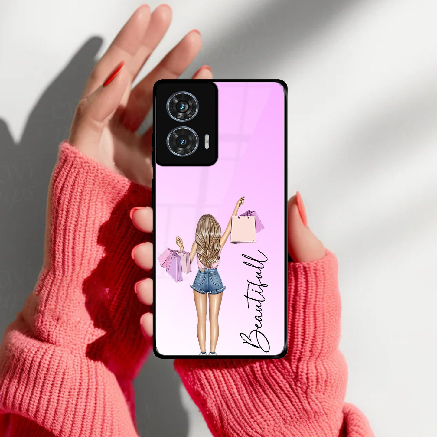 Girl With Bag Glass Case Cover For Motorola
