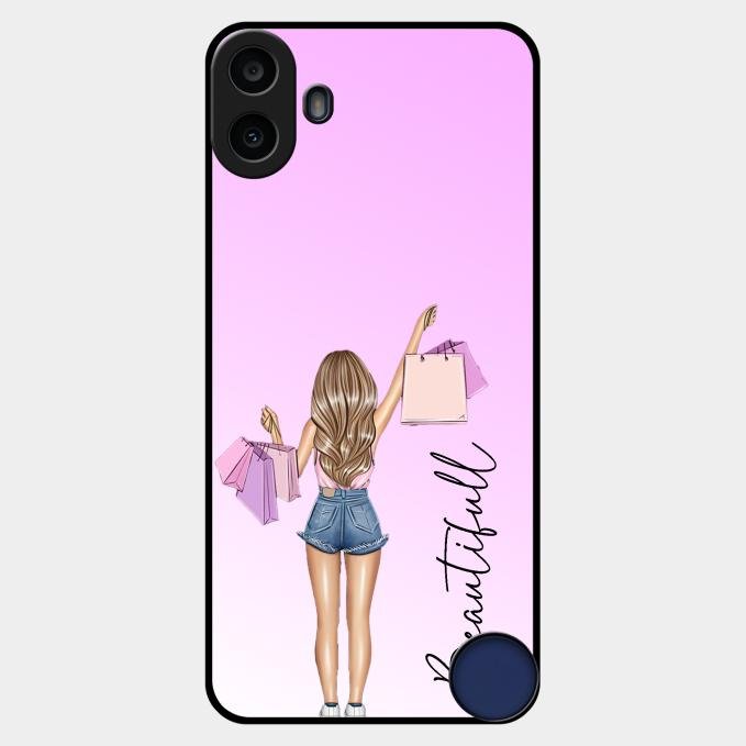 Girl With Bag Glass Case Cover For Nothing Cmf Phone 1
