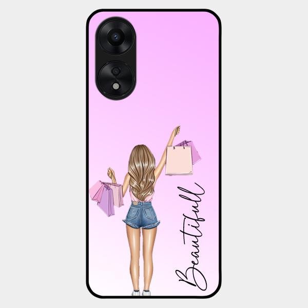 Girl With Bag Glass Case Cover For Oppo A78 5G