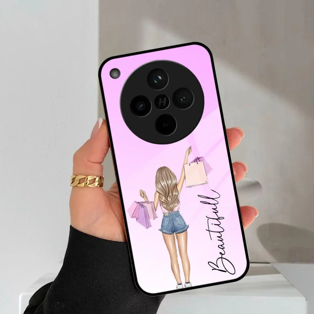 Girl With Bag Customize Name Glass Case For Oppo - ShopOnCliQ