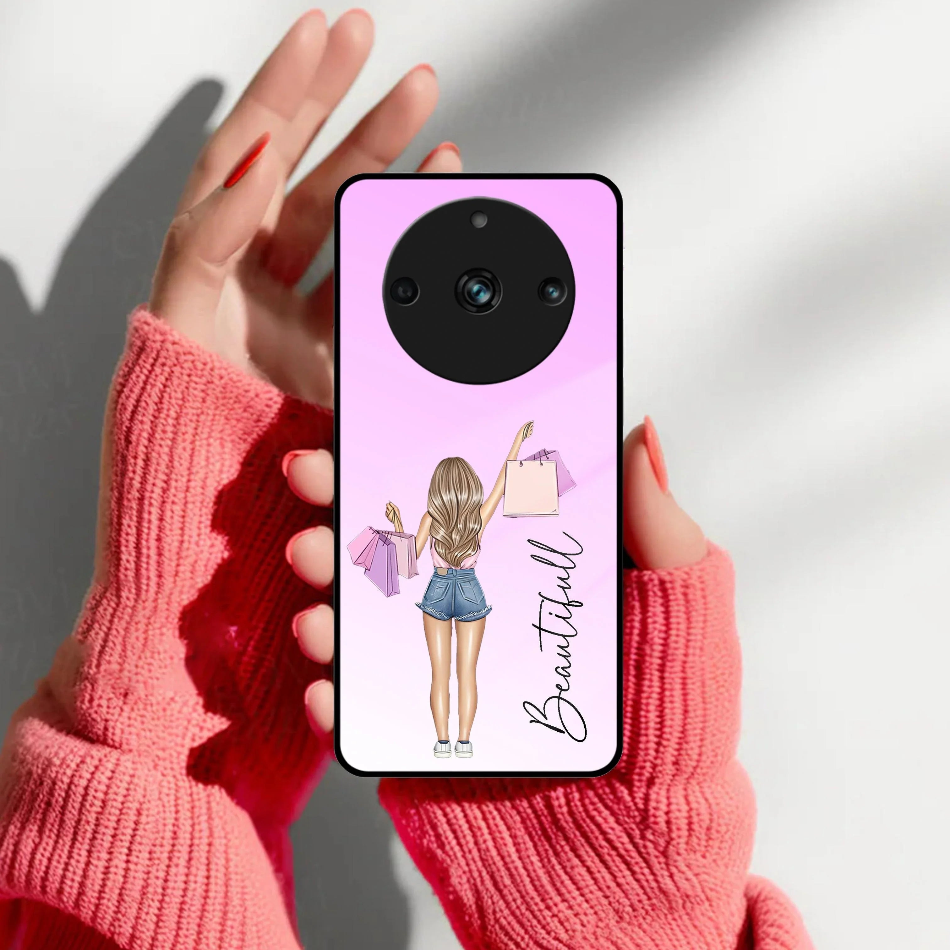 Girl With Bag Customize Name Glass Case For Realme/Narzo - ShopOnCliQ