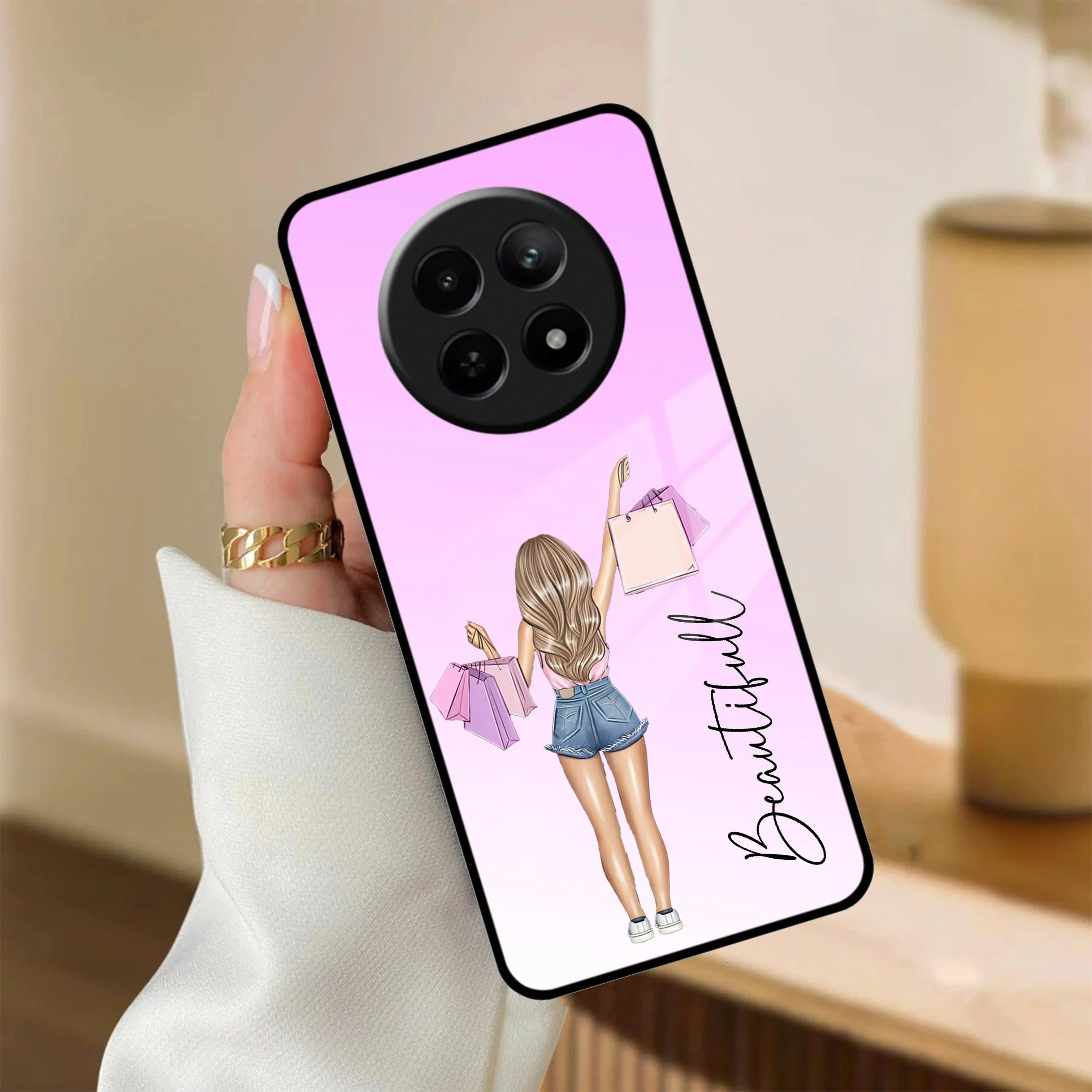 Girl With Bag Customize Name Glass Case For Realme/Narzo - ShopOnCliQ