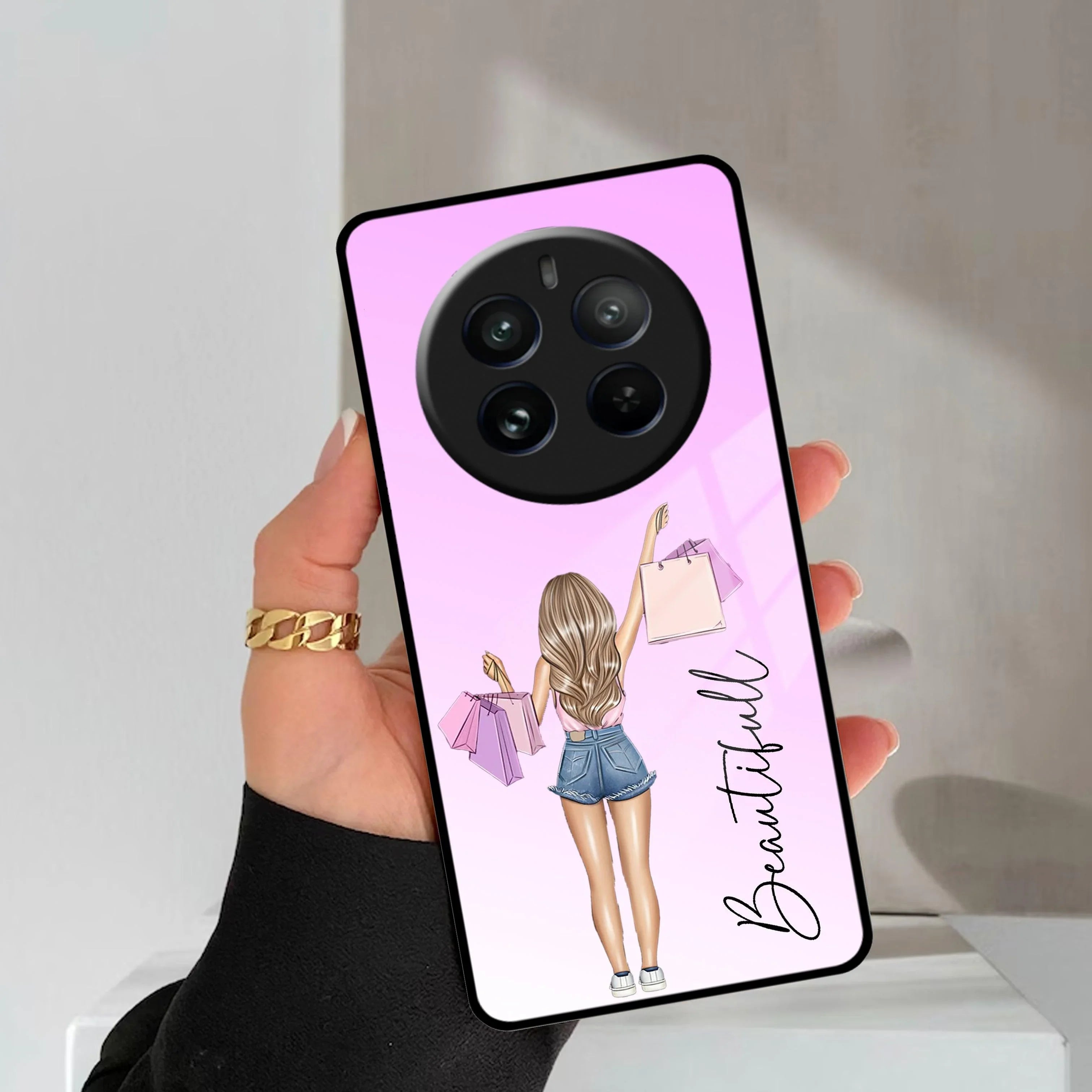 Girl With Bag Customize Name Glass Case For Realme/Narzo - ShopOnCliQ