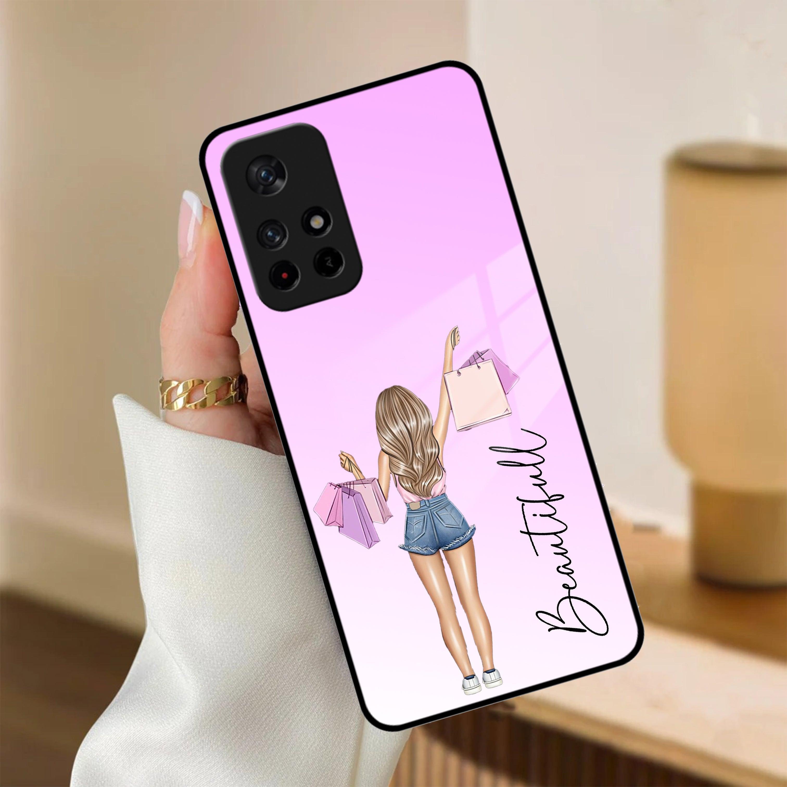 Girl With Bag Customize Name Glass Case For Redmi/Xiaomi - ShopOnCliQ