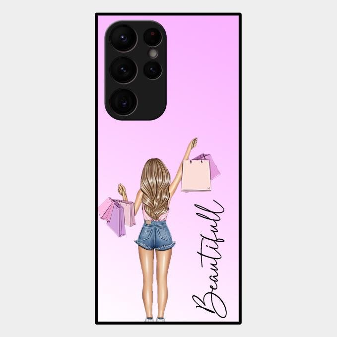 Girl With Bag Glass Case Cover For Samsung Galaxy S22 Ultra 5G