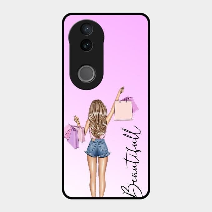 Girl With Bag Glass Case Cover For Vivo T4R 5G
