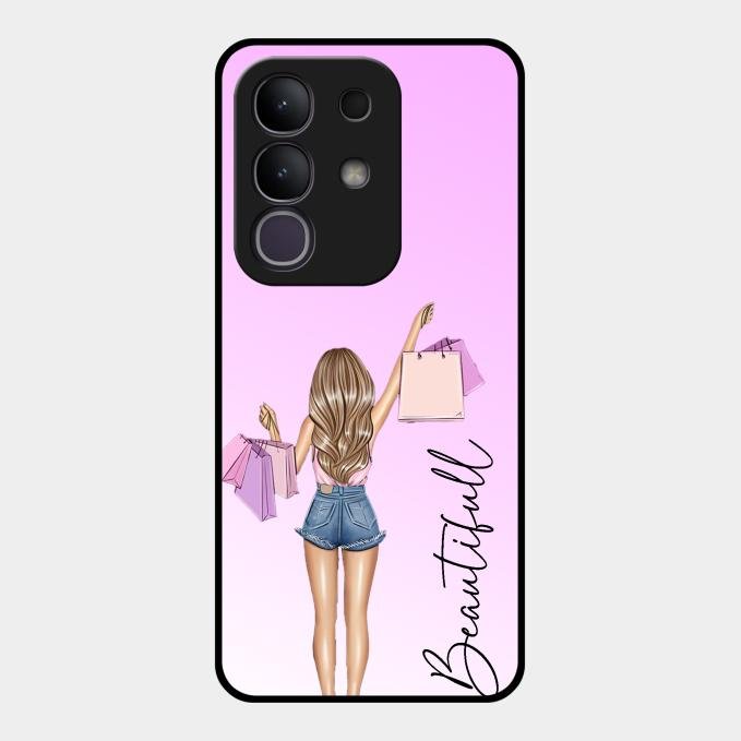 Girl With Bag Glass Case Cover For Vivo T4X 5G