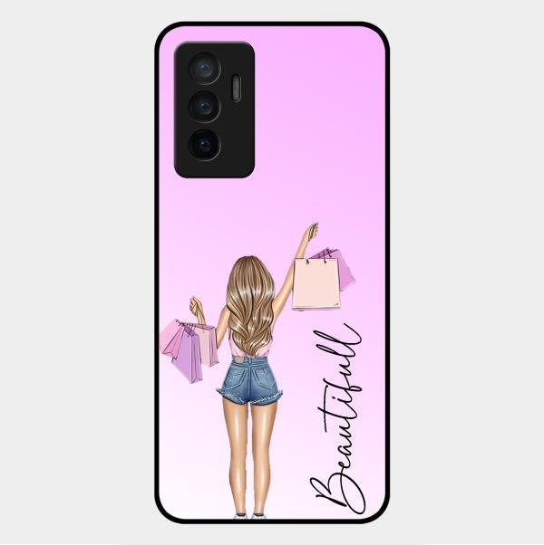 Girl With Bag Glass Case Cover For Vivo V23E 5G