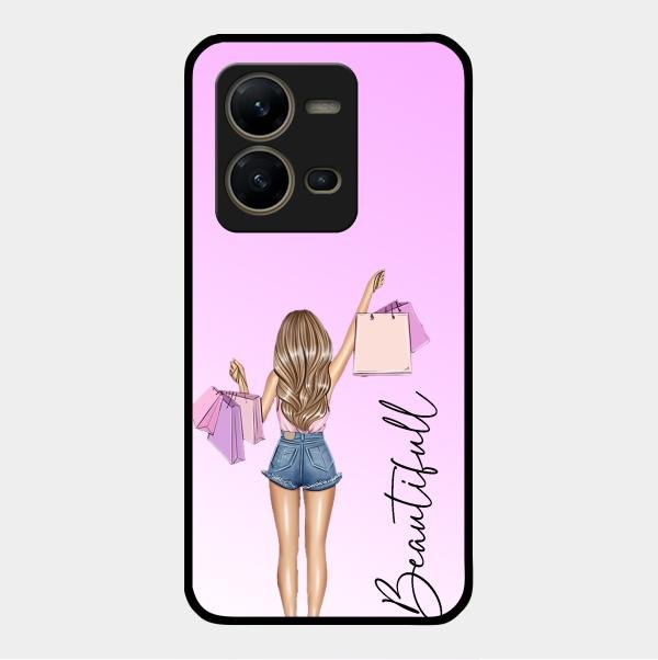 Girl With Bag Glass Case Cover For Vivo V25 5G