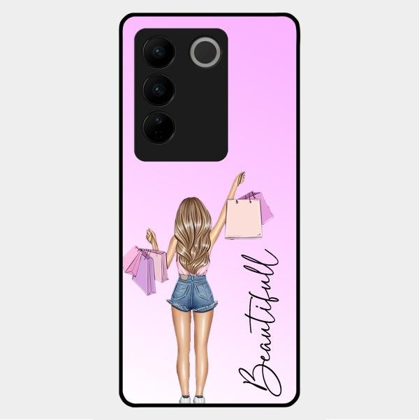 Girl With Bag Glass Case Cover For Vivo V27 5G