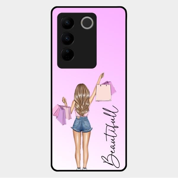 Girl With Bag Glass Case Cover For Vivo V27 Pro 5G