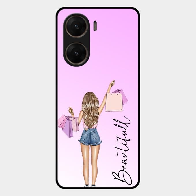 Girl With Bag Glass Case Cover For Vivo V29E 5G