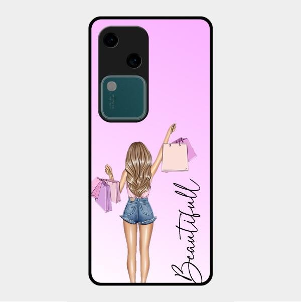 Girl With Bag Glass Case Cover For Vivo V30 5G