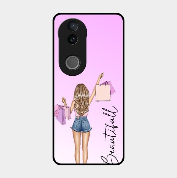 Girl With Bag Glass Case Cover For Vivo V50 5G