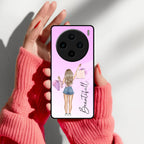 Girl With Bag Customize Name Glass Case For Vivo - ShopOnCliQ