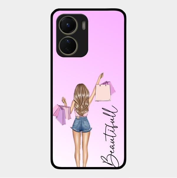 Girl With Bag Glass Case Cover For Vivo Y16