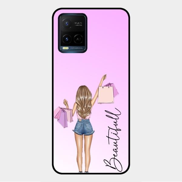 Girl With Bag Glass Case Cover For Vivo Y21G