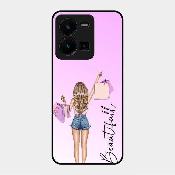 Girl With Bag Glass Case Cover For Vivo Y35