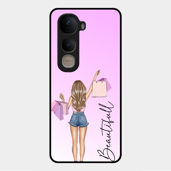 Girl With Bag Glass Case Cover For Vivo Y400 5G