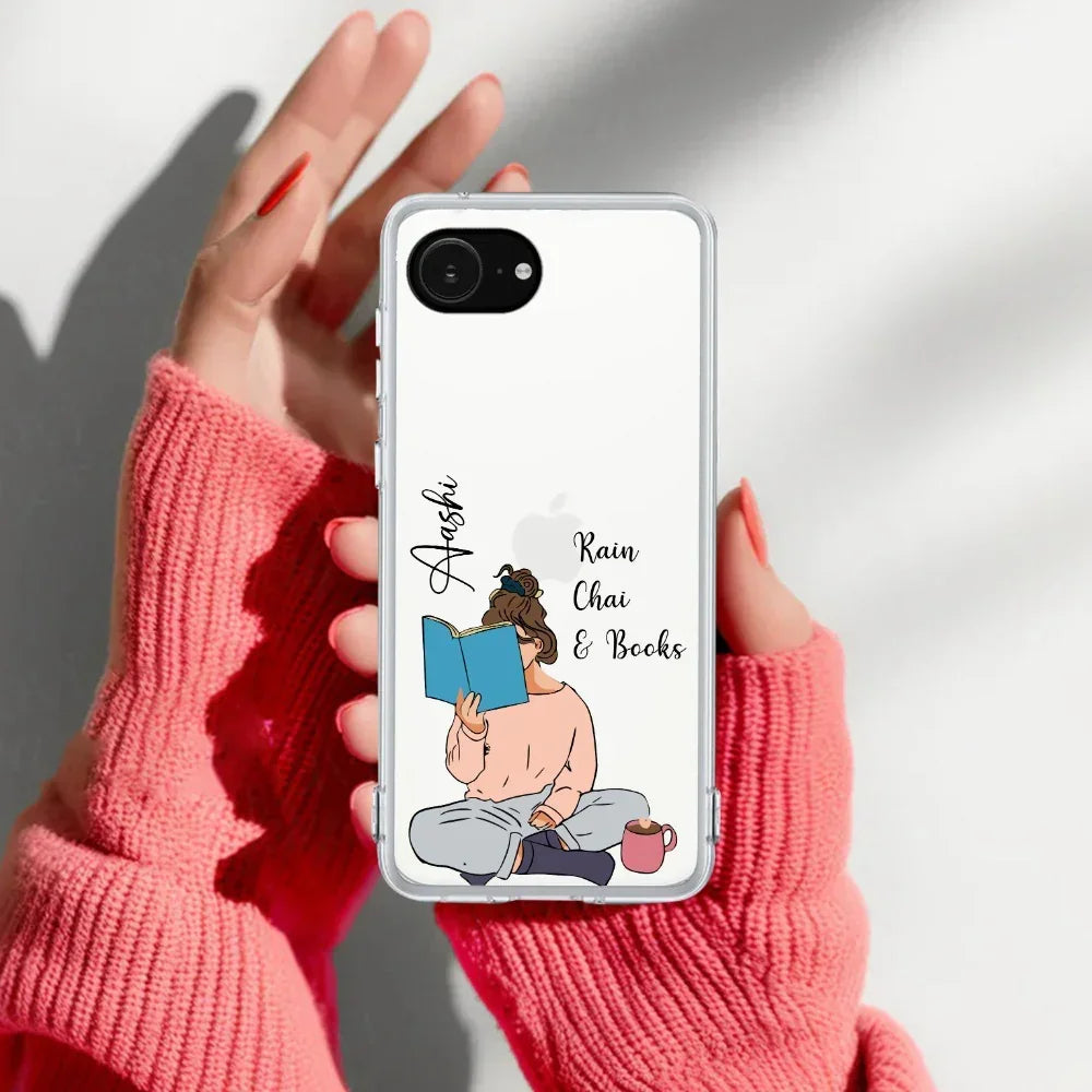 Girl with Book Customize Anti Yellow Clear Case For iPhone 17e