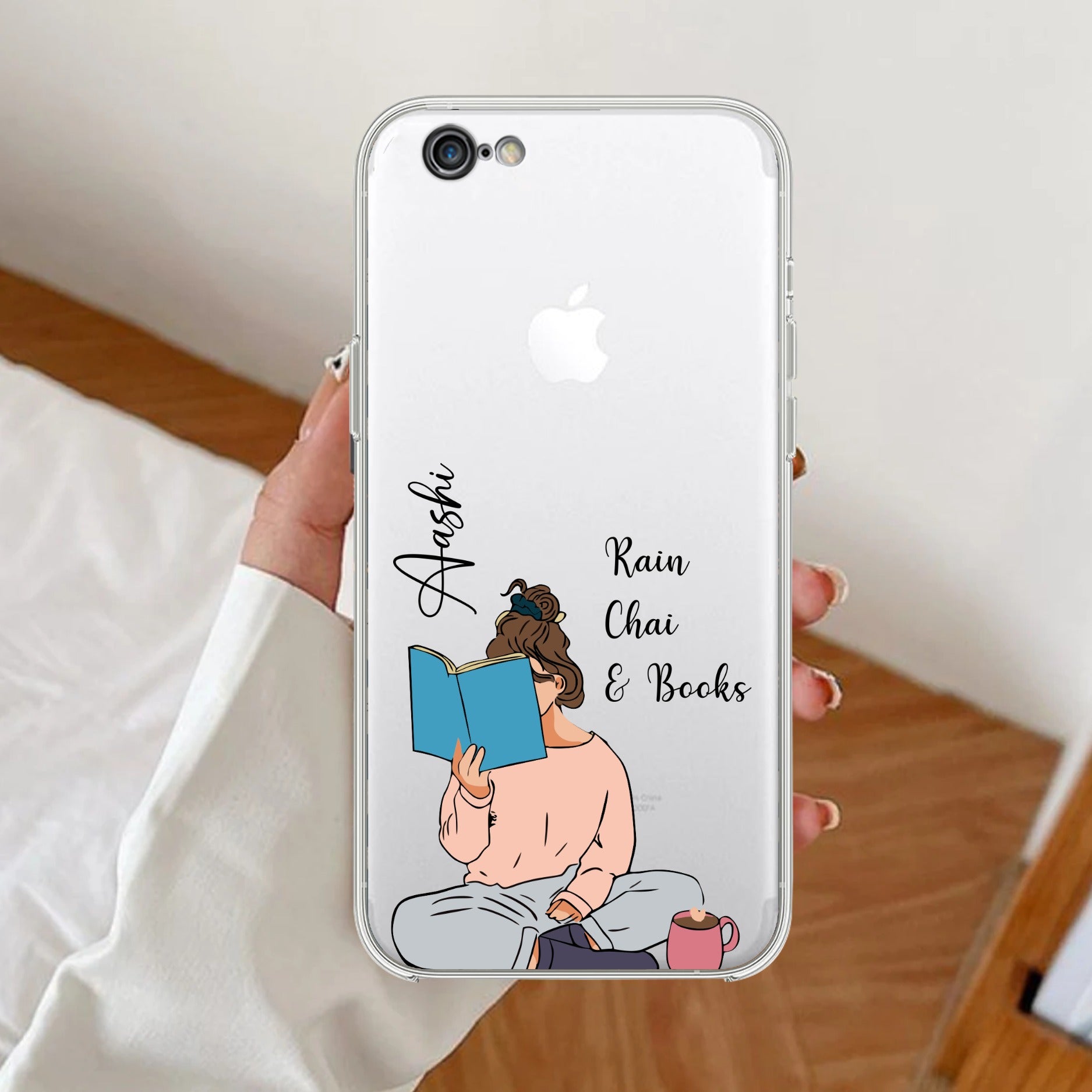 Girl with Book Customize Transparent Silicon Case For iPhone